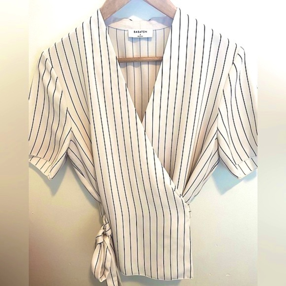 NWOT Aritzia - BABATON Wrap around Blouse - size small